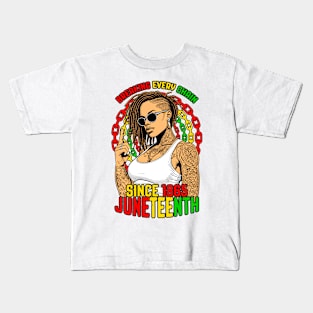 Juneteenth Breaking Every Chain Since 1865 Loc’d Black Girl Kids T-Shirt